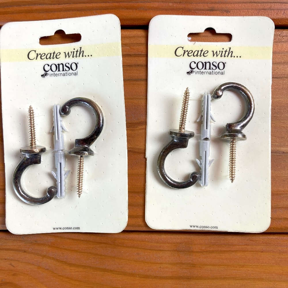 NWT 100% Brass C Hooks 2 Packs of 2, Made in India